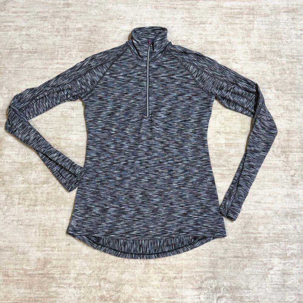Athleta Women’s XXS Gray Long Sleeve Athletic Top Running Athleisure Pocket